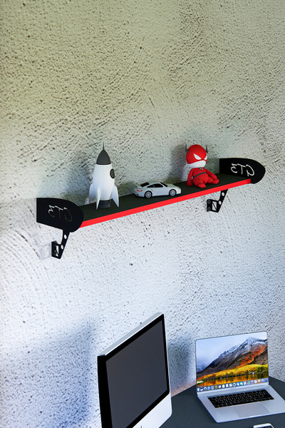 Fahrettin Küçük Spoıler Oyuncu Raf Yarış Arabası Spoiler Dekoratif Duvar Rafı 90 Cm