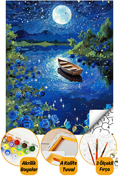 tale hobby Sayılarla Boyama Numaralı Tuval Seti Fırça Boya Dahil 40x50cm - Sa...