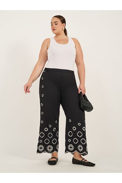 Styli Plus Size Embroidered Wide Leg Pants