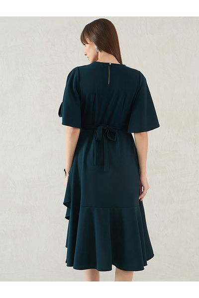 Femmella By Styli Solid Asymmetric Hem A-Line Midi Dress
