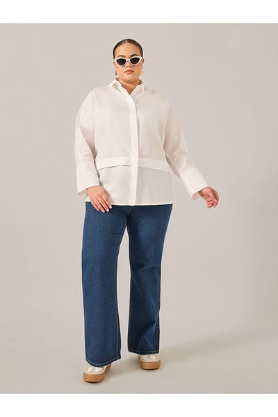 Styli Plus Size Solid Long Sleeves Oversized Shirt