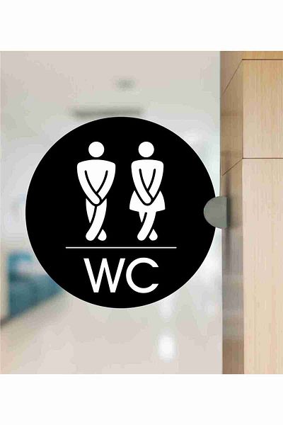 zafrakreklam Wc, Double Direction, Side Mounted Direction Sign 20X20Cm - 5mm Black Plexi (Espirili1)