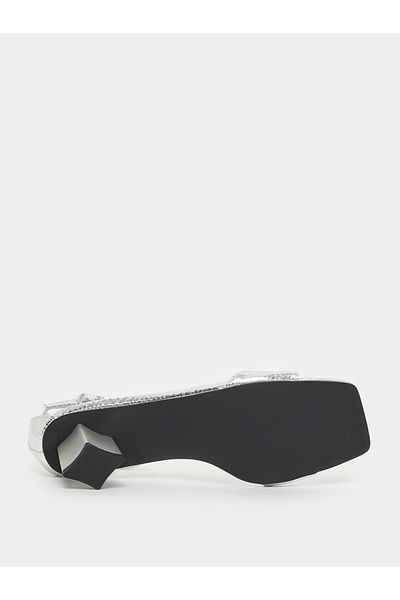 Styli Metallic Block Heel Sandals