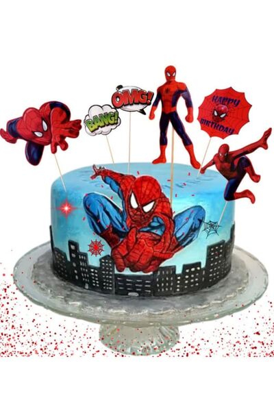 party world زينة كعكة سبايدرمان على شكل أعواد أسنان – 6 قطع