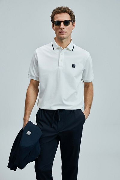 Lufian 111040211   Ανδρικό T-shirt Echo Polo Neck T-shirt Λευκό