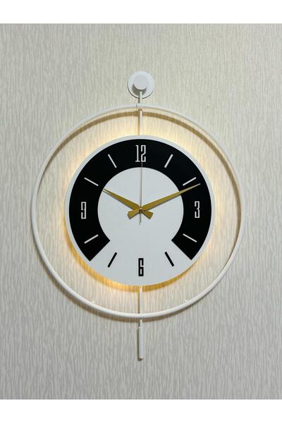 Pey Aksesuar 50x70 cm Metal Ahşap Ve Işığın Muhteşem Uyumu Duvar Saati dekoratif
