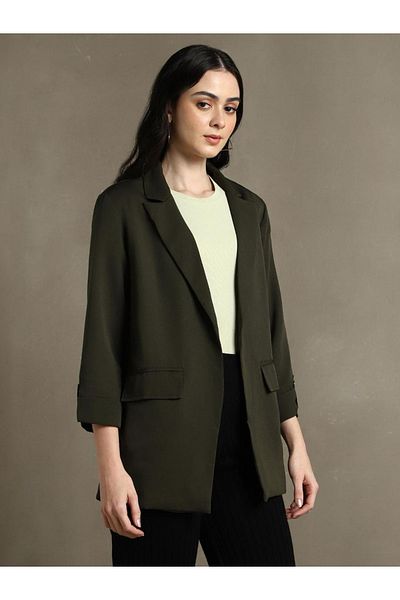 Dennis Lingo By Styli Solid Regular Fit 3/4 Sleeves Open Blazer