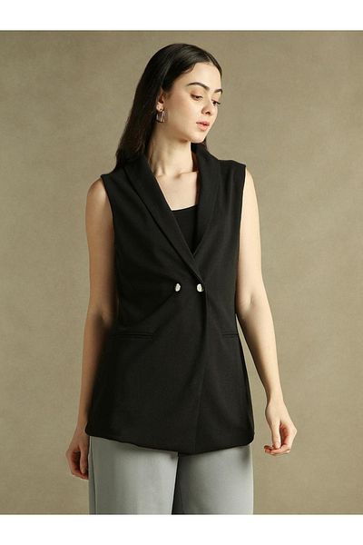 Dennis Lingo By Styli Solid Button Sleeveless Blazer