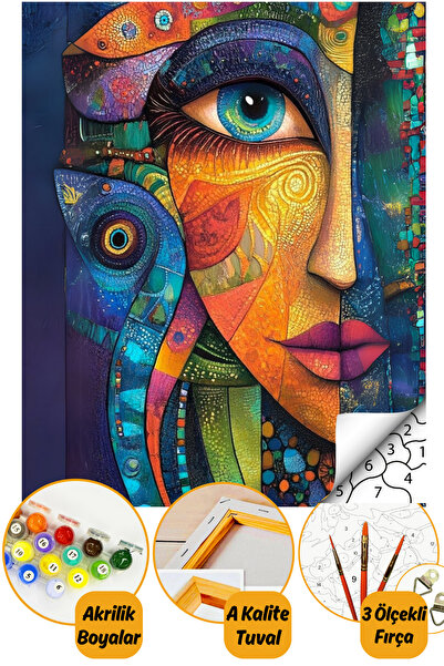 tale hobby Sayılarla Boyama Numaralı Tuval Seti Fırça Boya Dahil 40x50cm - Mi...