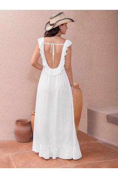 Russty Dustty By Styli Floral Embroidery Scoop Neck Maxi Dress
