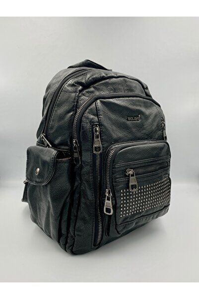 seyyah حقيبة ظهر من الجلد المغسول مع تفاصيل أساسية