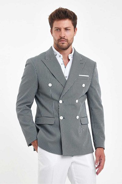 Savira Ανδρικό μπουφάν με διπλό στήθος SlimFit με μοτίβο Drop 6 Davos337