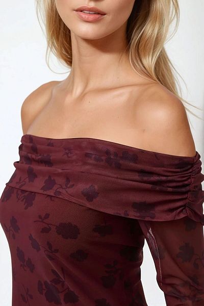 Hiccup Μίνι φόρεμα Bodycon με λουλουδάτο μοτίβο από τούλι