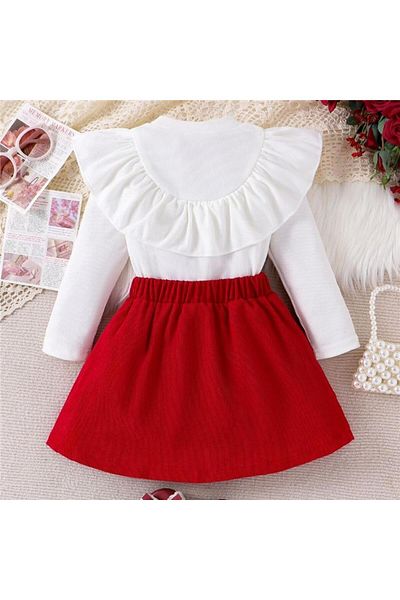 nannie Red and White Nuria Girls Outfit - 5-6 years