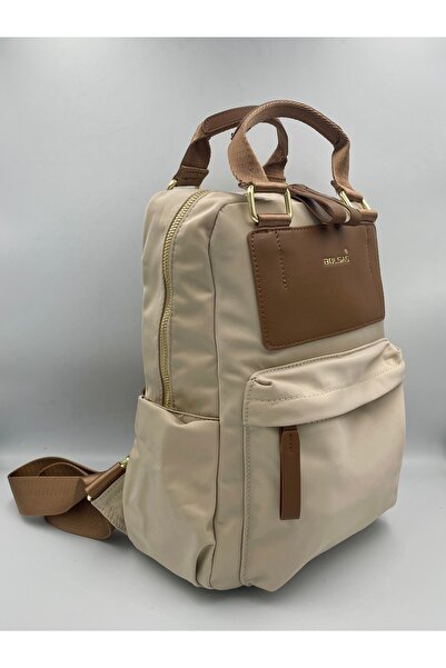 seyyah Bolsas Multi Pocket Water Resistant Faux Leather Satin Fabric Backpack