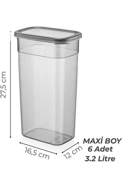 Dem Home Set of 6 Mega Size Labeled Rectangular Food Storage Container 3200ml Tea Candy Storage Container 3.2 Liters