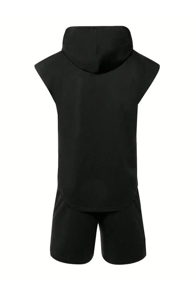 bellanova Athletic Vest and Shorts Set, Lace-Up Printed Tank Top with Hood,