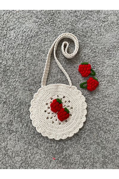 Nevdusha Design Hand Knitted Girl's Shoulder Bag and Set of 2 Snap Buckles
