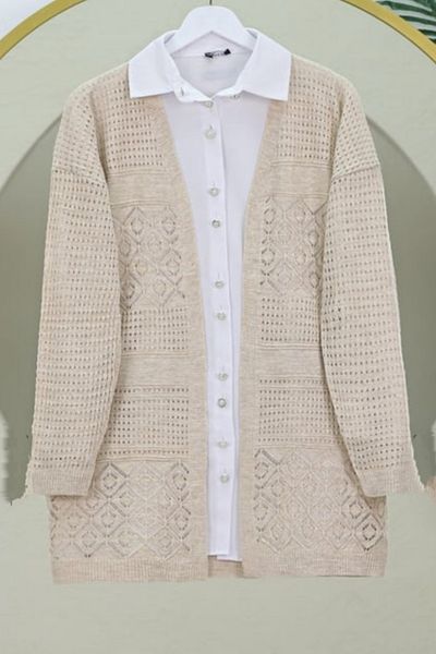 Safgiyim44 Openwork Patterned Spring Cardigan
