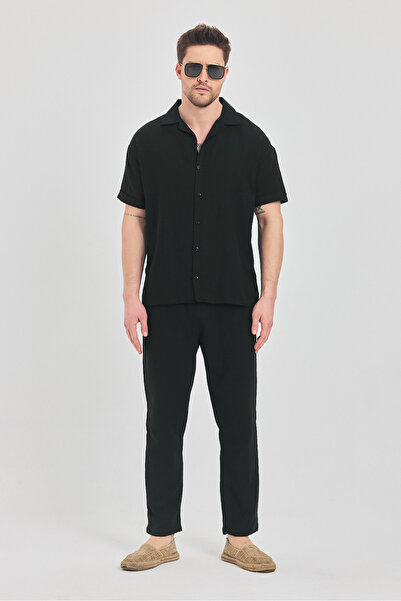 gm giyimarket Men's 100% Linen Shirt-Pants Set