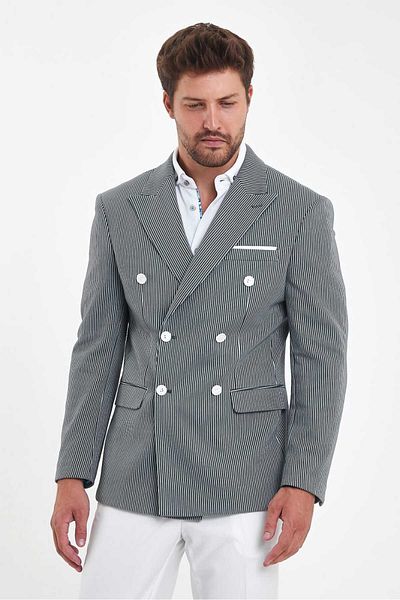 Savira Ανδρικό μπουφάν με διπλό στήθος SlimFit με μοτίβο Drop 6 Davos337