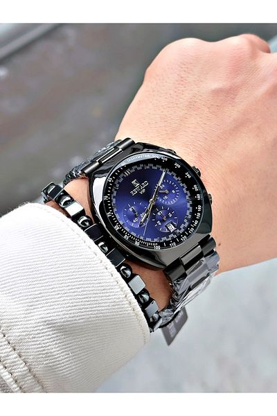 Reward Silver Color Large Case Sports Model Function Men's Wristwatch + Bracelet