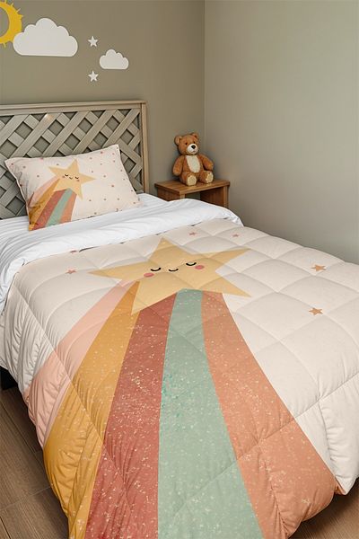 EVPANYA Shooting Star Patterned Single Duvet and Pillowcase