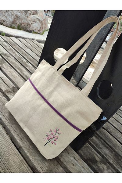JANJAN Canvas Bag, Zippered, Front Pocket, Inner Pocket Canvas Tote Bag