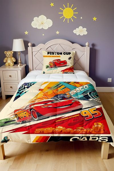 EVPANYA Mcquenn Piston Cup Patterned Single Quilt and Pillowcase