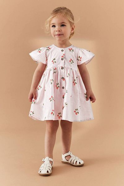 JELİBOOM Strawberry Patterned Buttoned Dress