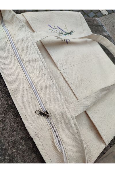 JANJAN Canvas Bag, Zippered, Front Pocket, Inner Pocket Canvas Tote Bag