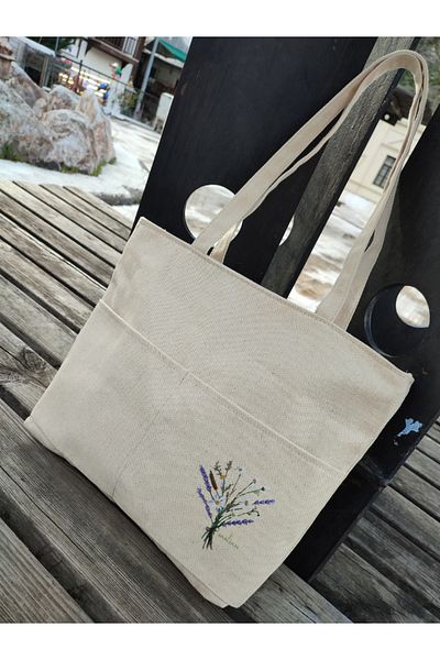 JANJAN Canvas Bag, Zippered, Front Pocket, Inner Pocket Canvas Tote Bag