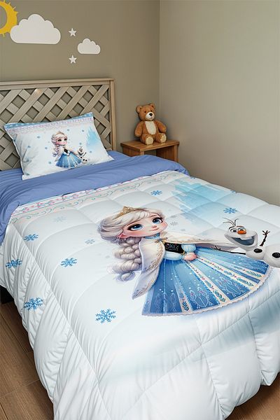 EVPANYA Cuvertură și fată de pernă cu model Little Princess Elsa
