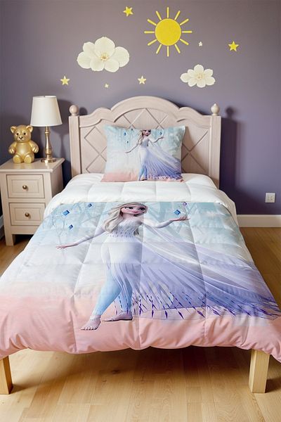 EVPANYA Elsa Patterned Single Quilt and Pillowcase with Tulle Dress