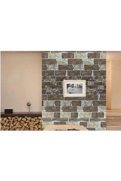 TEKZEN Taş Desenli Duvar Kağıdı sf2255- Kahverengi