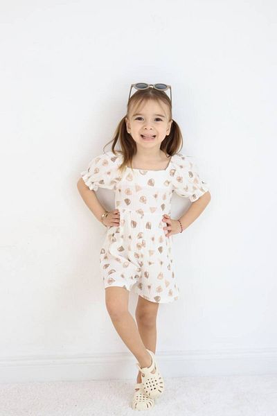 JELİBOOM Patterned, Snap Fastener Muslin Girl's Jumpsuit
