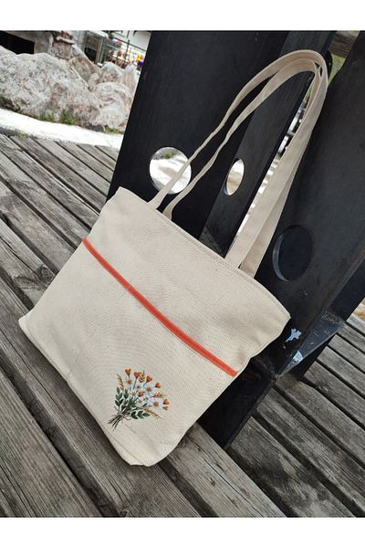JANJAN Canvas Bag, Zippered, Front Pocket, Inner Pocket Canvas Tote Bag