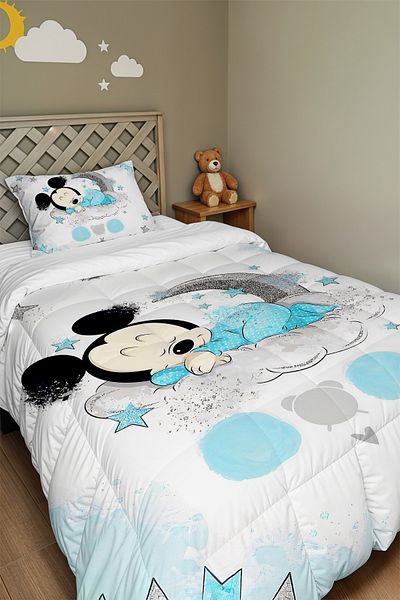 EVPANYA Cuvertură și fată de pernă cu model Mickey dormit