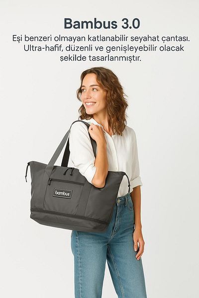 Bambus Home Expandable and Shrinkable Gusseted Daily-Travel-Travel-Shoulder Bag