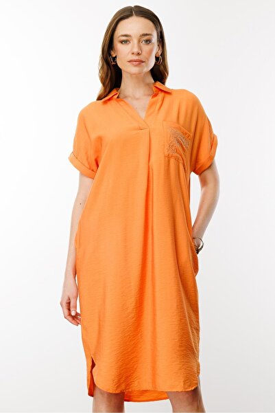 Desen Triko Oranjatical Akademy Women's Polo Collar Pocket with Chain Detail