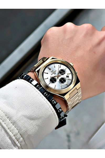 Reward Gold Color Functions Active Steel Band Men's Wristwatch + Bracelet