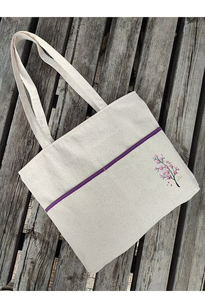 JANJAN Canvas Bag, Zippered, Front Pocket, Inner Pocket Canvas Tote Bag