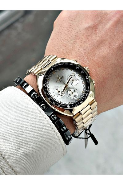 Reward Silver Color Large Case Sports Model Function Men's Wristwatch + Bracelet