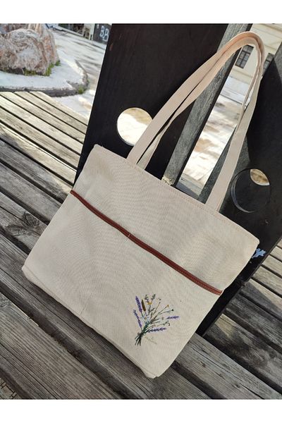 JANJAN Canvas Bag, Zippered, Front Pocket, Inner Pocket Canvas Tote Bag