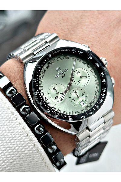 Reward Silver Color Large Case Sports Model Function Men's Wristwatch + Bracelet