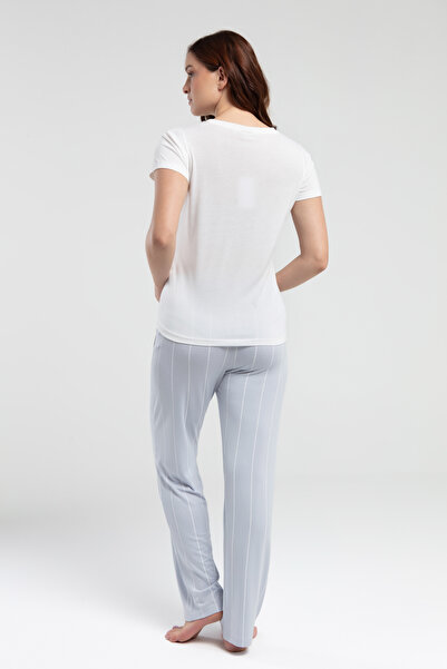 Pierre Cardin Beyaz Kadın Kısa Kol Düğmeli Yaka Hamile Ev Giyim Takımı VR.PC.K89.H76.Y01