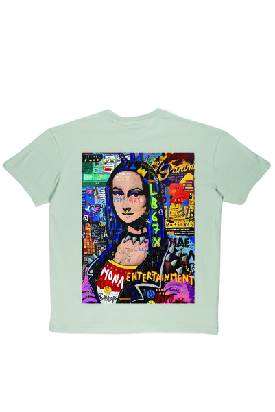 By Caspita Fashion تي شيرت Lenithra Mona Lisa مطبوع من الخلف للجنسين باللون الرمادي