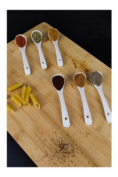 Lumpedy 6-Pcs White Porcelain Serving & Seasoning Spoon Food Sugar Tea Dessert Jam Breakfast Spoon 12cm