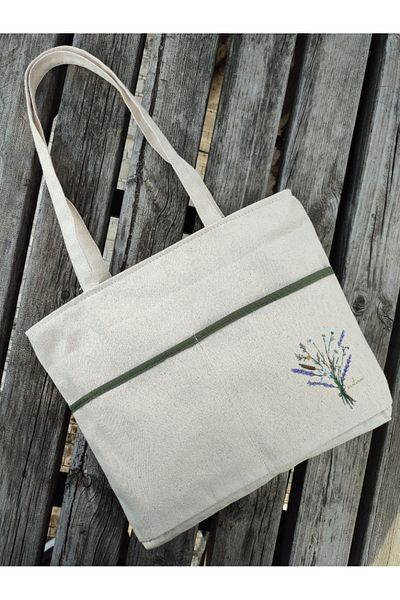 JANJAN Canvas Bag, Zippered, Front Pocket, Inner Pocket Canvas Tote Bag