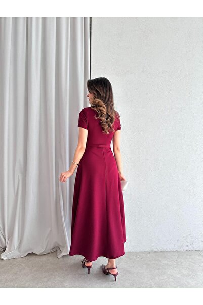 Mooi Butik Raziana Midi Dress 3674 - Burgundy